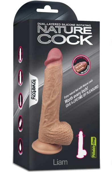Dual Layered Rotating Nature Cock 21,5cm Vibrerende dildo