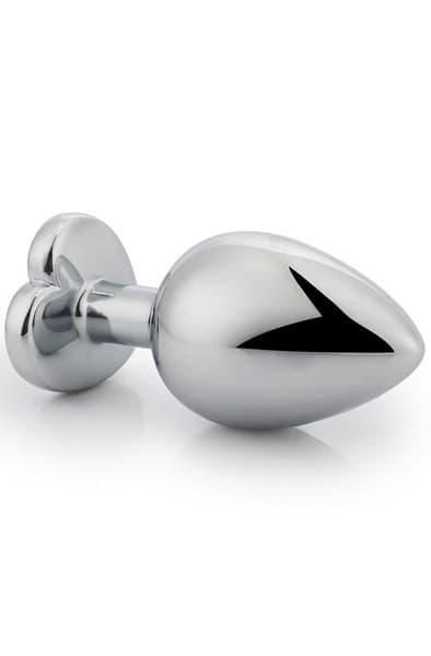 Heart White Anal Plug With Heart Jewel M