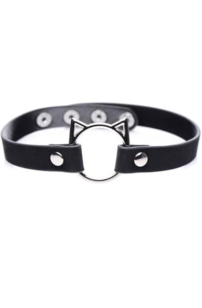 Kinky Kitty Ring Slim Choker Black