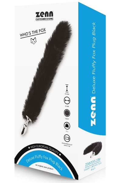 Deluxe Fluffy Fox Plug Black 45 cm Analplugg med hale