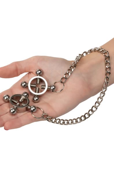 4-Point Nipple Press With Chain Bröstklämmor med kedja