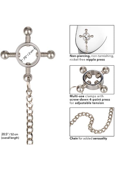 4-Point Nipple Press With Chain Bröstklämmor med kedja