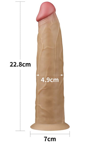 Dual-Layered Silicone Vibe With Rotation 22,5cm Dildo med vibrator
