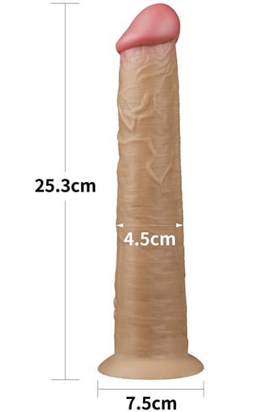 Dual-Layered Silicone Vibe With Rotation 25cm Dildo med vibrator