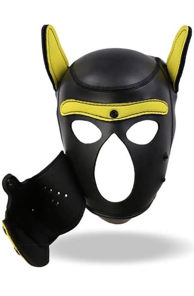 Neoprene Dog Hound Removable Muzzle Black/Yellow
