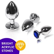 Metall Anal pluggar för män och kvinnor - Butt and Anal Plug Set 3-delad - AnalPluggar metall