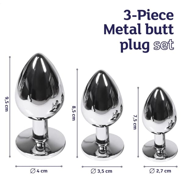 Stål Anal Plug til kvinder og mænd - Butt Plug Sæt 3-delt