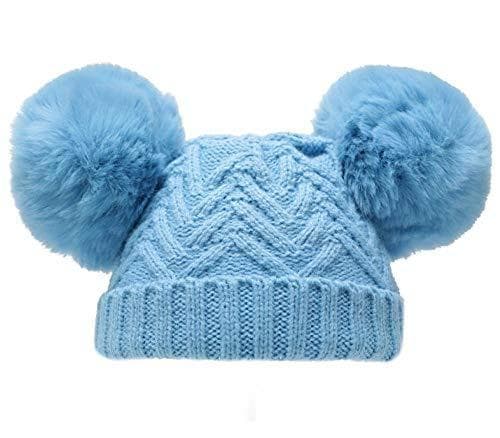 pompoms för babykeps Chevron akrylblå storlek M