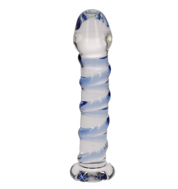 ICICLES NR. 5 GLAS DILDO BLÅ