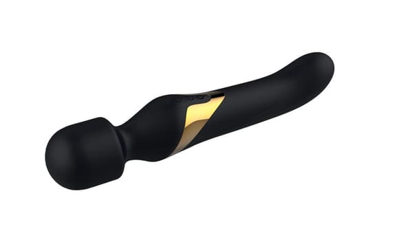 VUXEN DUAL ORGASMS 2-in-1 MASSASJESTAV OG DILDO - SVART OG GULL