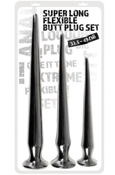 Super Long Flexible Butt Plug Set Black Ekstra long analdildo
