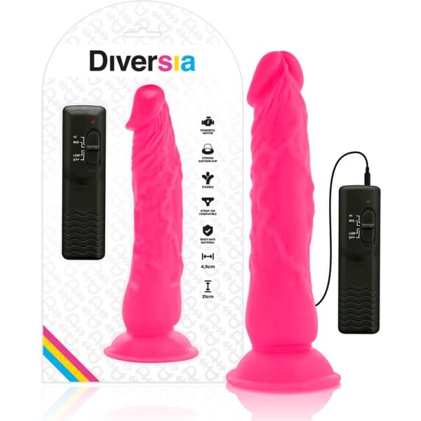 DIVERSIA FLEKSIBEL VIBRERENDE DILDO 21 CM – PINK