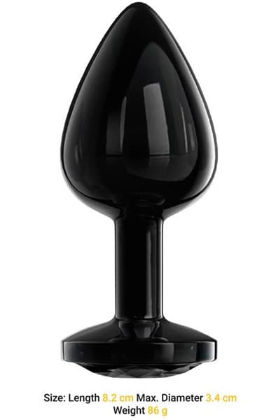 Metalic Butt Plug With Blackgem Jewel M
