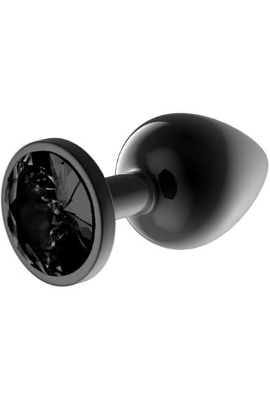 Metalic Butt Plug With Blackgem Jewel L