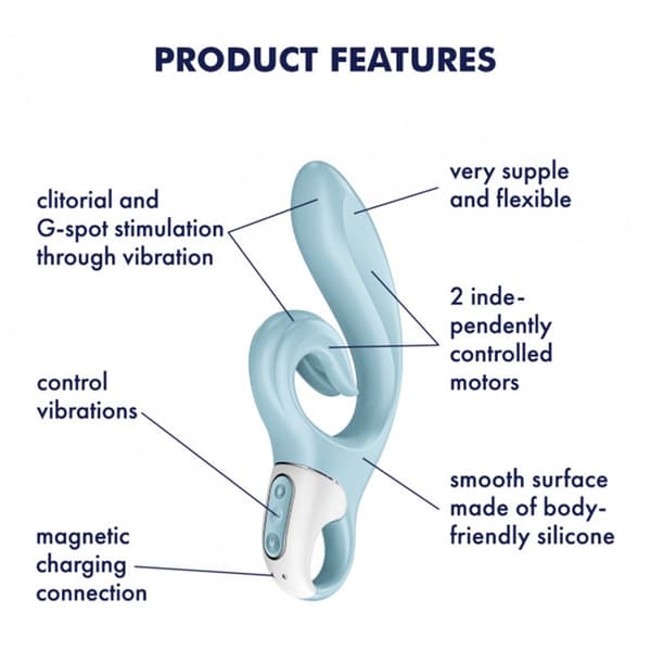 SATISFYER LOVE ME RABBIT VIBRATOR - BLUE