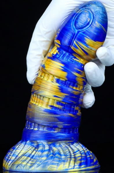 Metallic Fantasy Dildo Torff Blue/Gold 19cm Dragon dildo