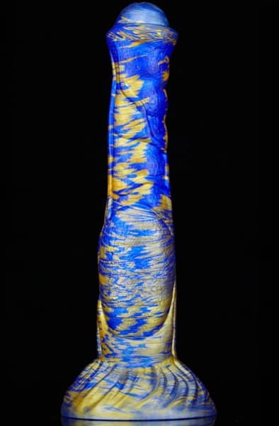 Metallic Fantasy Dildo Jumbox Blue/Gold 24 cm Dragon dildo