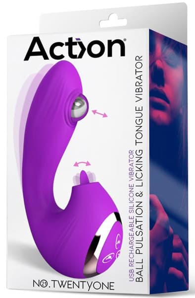 Action No. 21 Vibe With Ball Pulsation & Lickint Tongue Vibrator
