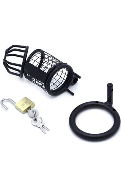 Kiotos Chastity Cage Squares Black 45 mm Kyskhedsbur