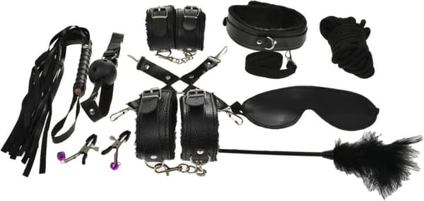 BDSM FETISH SÆT 10 DELE BONDAGE