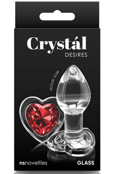 NS Novelties Crystal Desires Red Heart S Analplug i glas