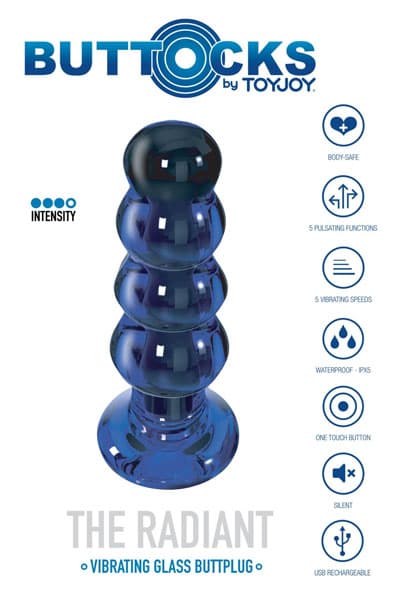 ToyJoy Radiant Vibrating Glass Plug 11,5 cm Analplugg med vibrator