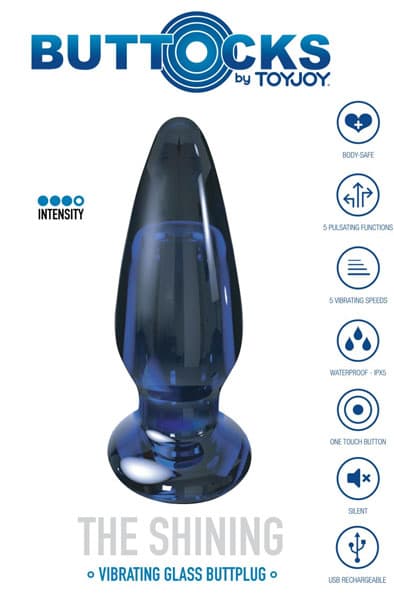 ToyJoy Shining Vibrating Glass Plug 11,5 cm Analplug med vibrator