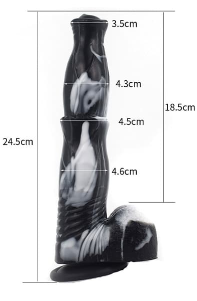 Orzyl Dildo Black/White 24,5 cm Dragon dildo