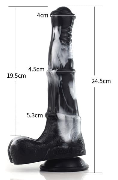 Equinus Dildo Black/White 24,5 cm Dragon dildo