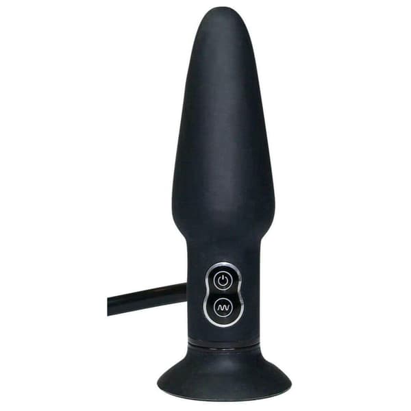 You2Toys True Black Oppustelig, Vibrerende Anal Plug