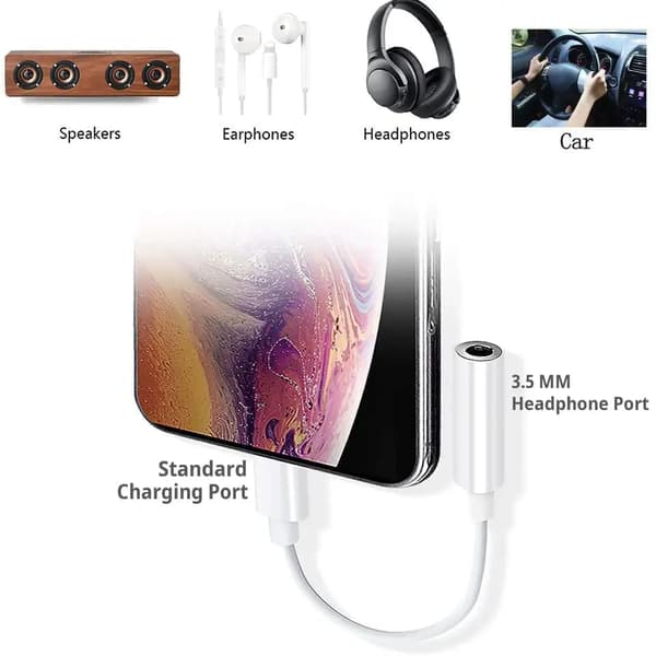 Lightning till 3,5 mm Hörlursadapter - Passar alla iPhones - VIT