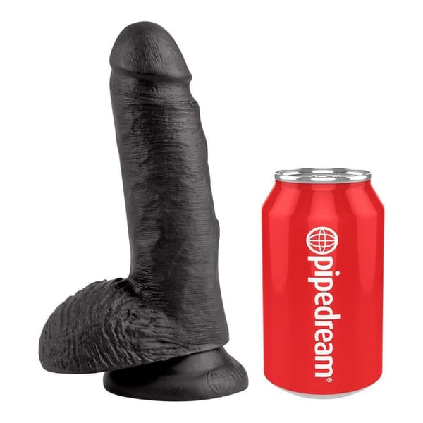 King Cock – 18 cm Cock with Balls Realistisk Dildo  - sort