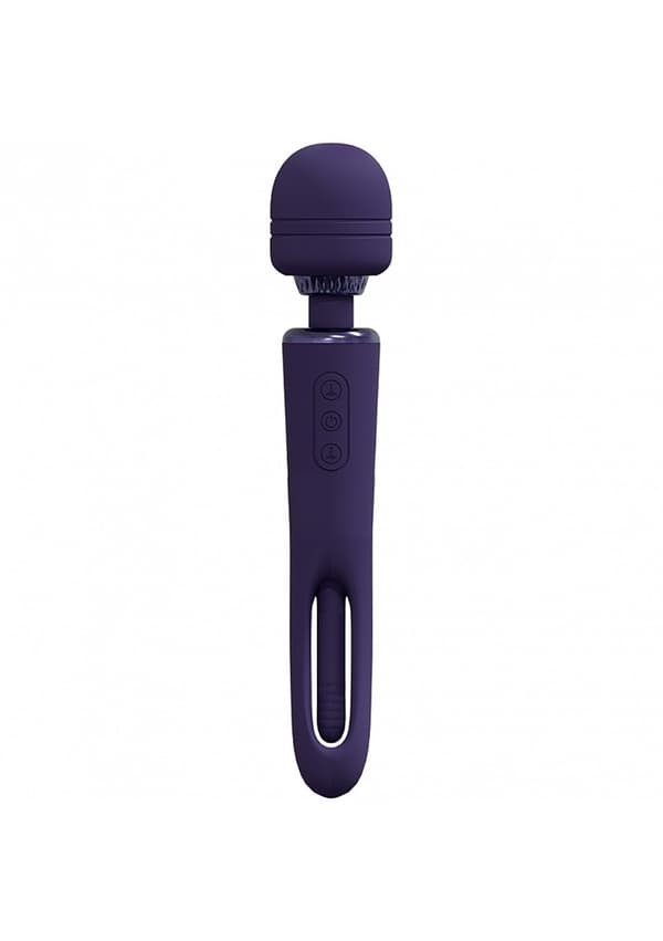 Kiku - Rechargeable Double Ended Wand with Innovative G-Spot Flapping Stimulator - Purple