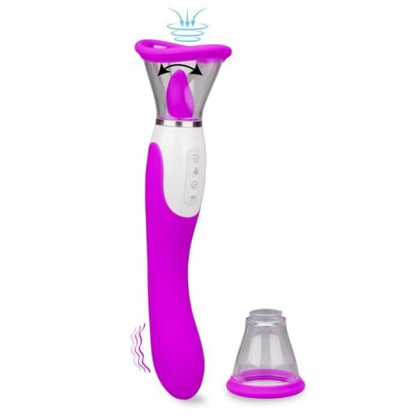 Vulvapump med tunga och Torch Violet vibrator