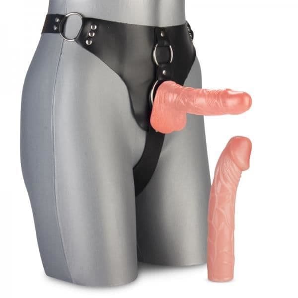Sele med 2 Strap-on dildos - LOVE &amp; VIBES - O-ring - 14,5 cm - 20,0 cm - Grå