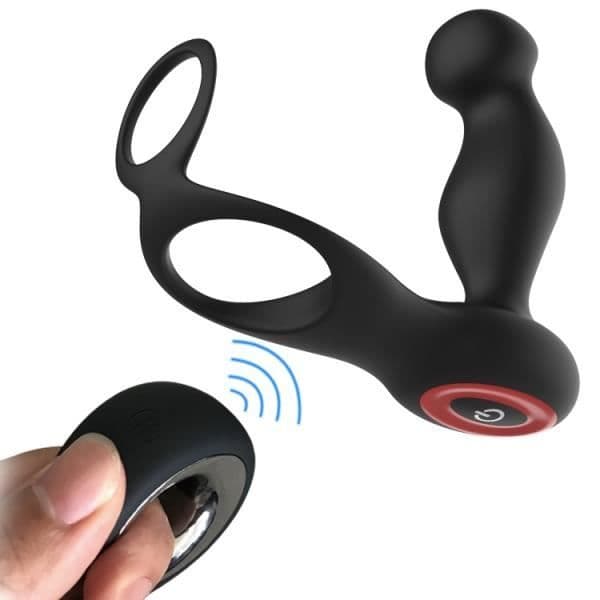 Prostata sexleksak med trådlös fjärrkontroll cockring