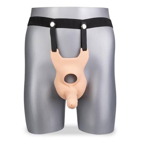 Sexleksak - Ej specificerad - Dubbel penetration sele strap-on dildo - Silikon - Svart - Medium