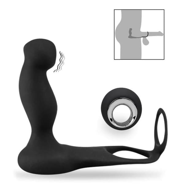 Prostata sexleksak med cockring trådlös fjärrkontroll No Black