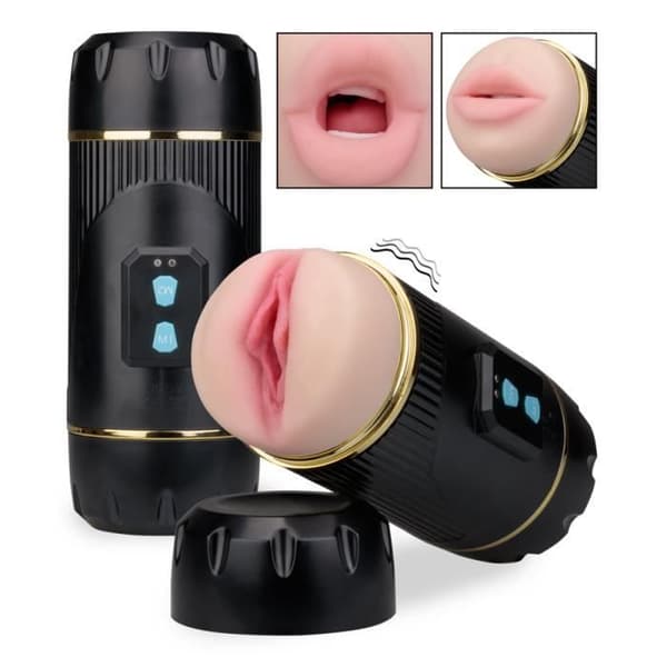 Manlig masturbator för män vibrerande konstgjord vagina och mun Wild - LOVE AND VIBES Collection Black
