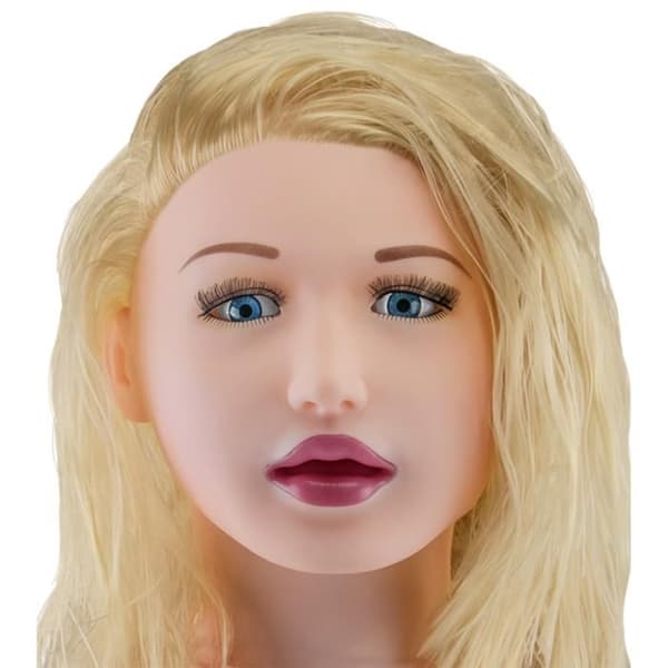 Blond sexdocka suger anus vagina