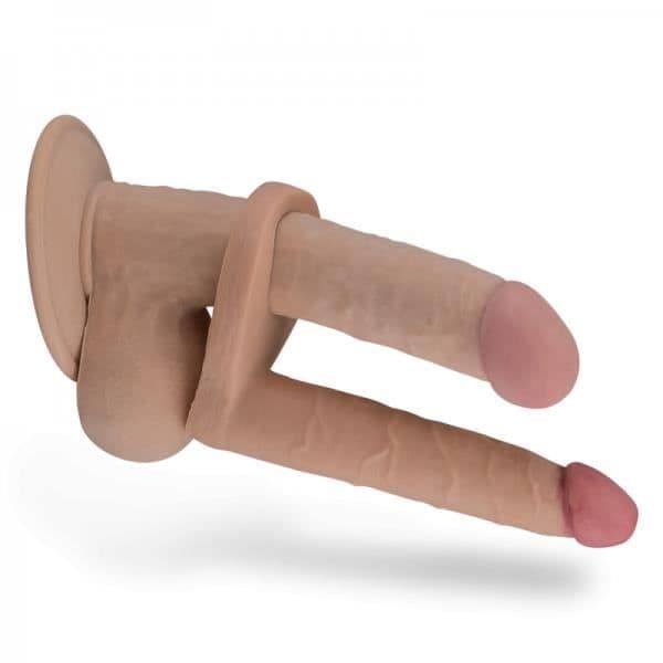 Sextoy - KÄRLEK & VIBRATIONER - Gode Ceinture Dubbel Penetration - TPR Soft Touch - 15,5 cm Lång - 3 cm Diameter
