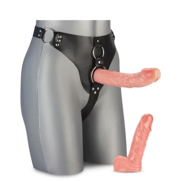 Harnäs med 2 Bälte Dildos - KÄRLEK OCH VIBBAR - O-Ring - Grå - Vuxen