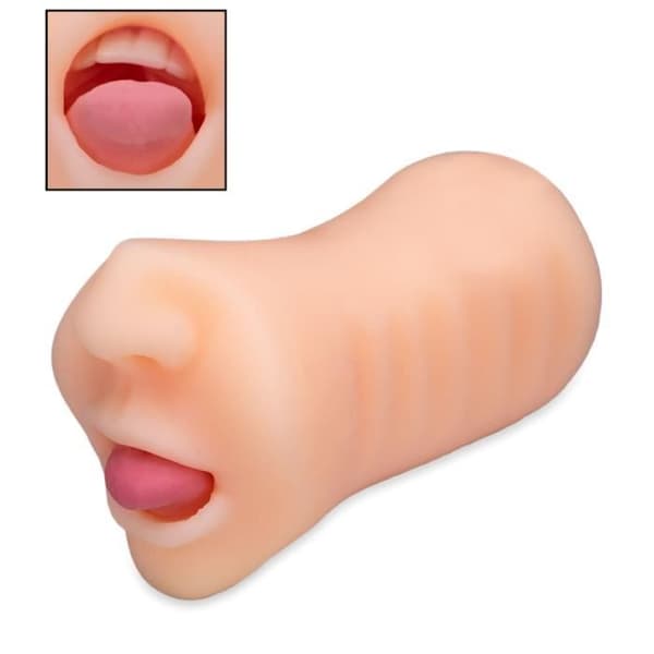 Manlig Masturbator mun suger tunga Ljus hud