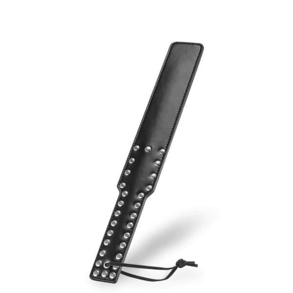 Paddel svart konstläder med BDSM-nitar 38,0cm - LOVE AND VIBES
