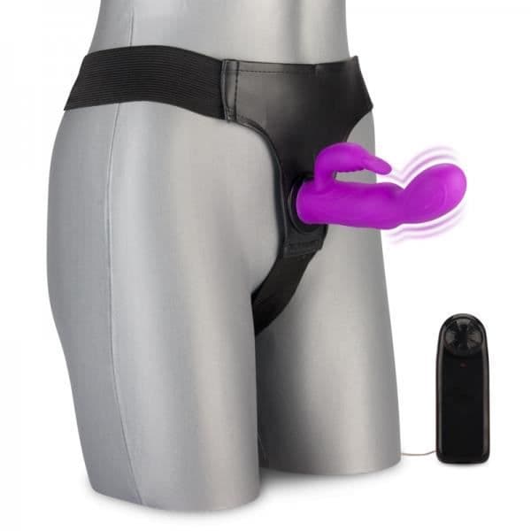 Gode Ceinture Vibromasseur Rabbit - LOVE &amp; VIBES - Medium - Rosa - 100% silikon