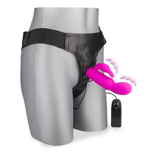 Gode Ceinture Vibrant Rabbit - KÄRLEK &amp; VIBRAR - Medium - 100% silikon - Rosa