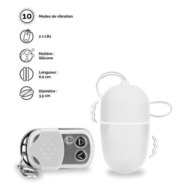 Fjärrstyrt vibrerande ägg - KÄRLEK OCH VIBRAR - Vit - 10 vibrationslägen