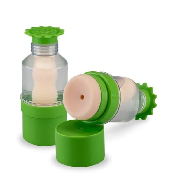 Masturbator - KÄRLEK OCH VIBBAR - Ribbad Silikon - Varm/Kall Vatten - 15 cm - Icke Transparent