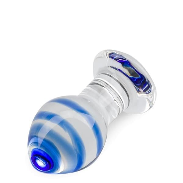Mörkblå trance analplugg i glas