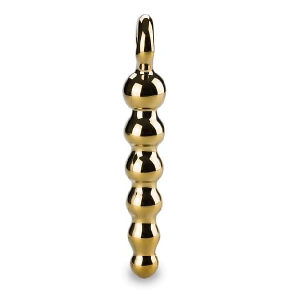 Glas anal radband - Treasure - Sex bollar - Progressiv diameter - Guldfärg